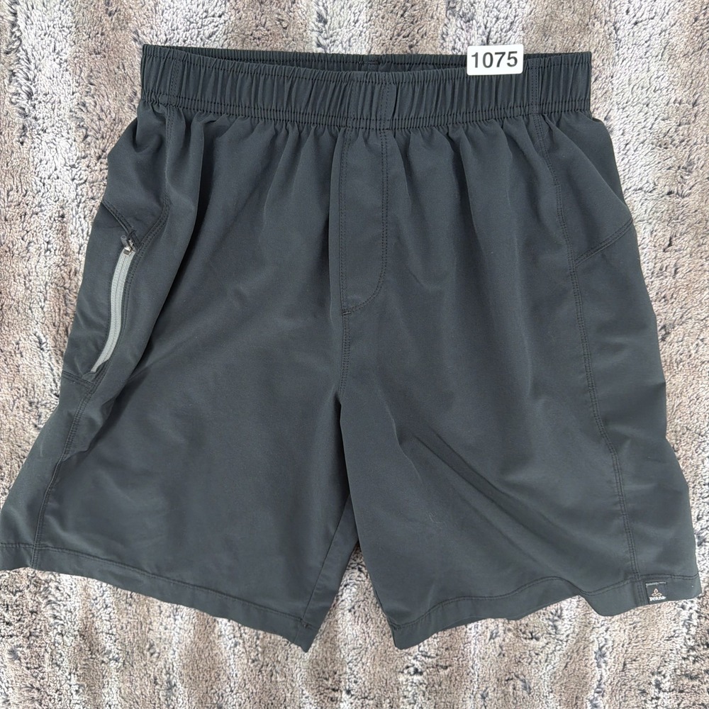 prAna Breathe Shorts Mens S Black Performance Stretch Athletic 8" Inseam